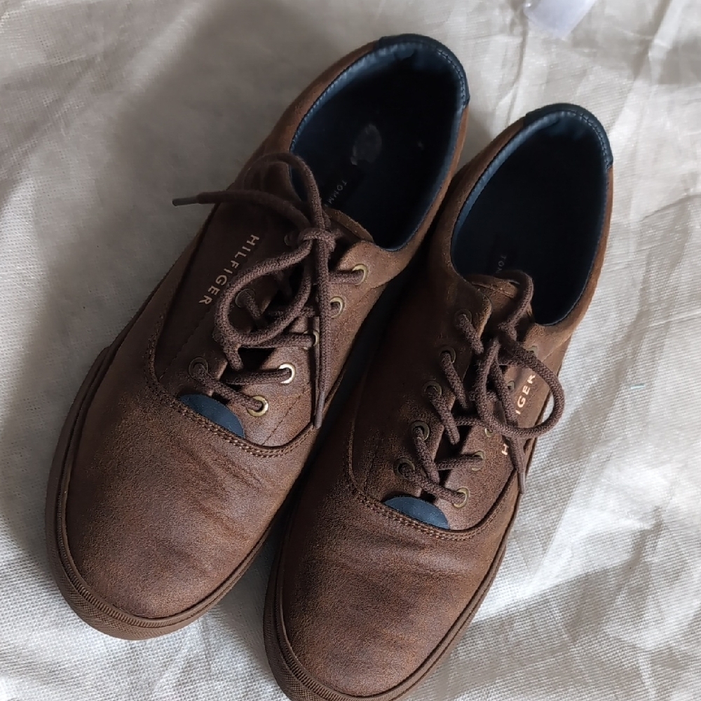 Tommy Hilfiger Men's Brown Leather Sneakers